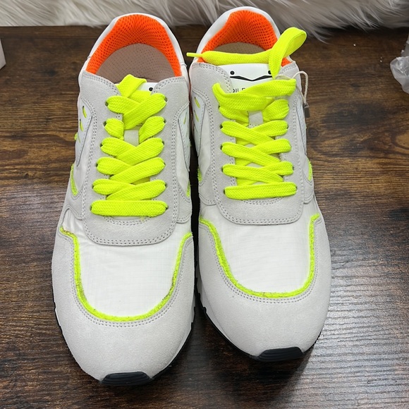Voile Blanche Mens Sneaker White Neon Yellow and Orange Suede Shoes Size… - Picture 6 of 13
